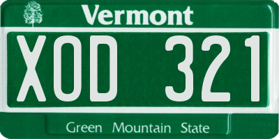 VT license plate XOD321