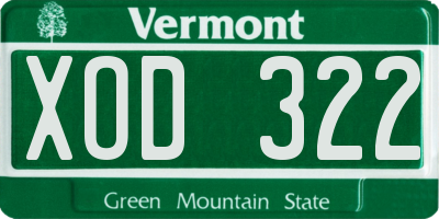 VT license plate XOD322