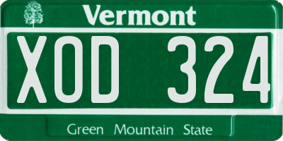 VT license plate XOD324