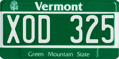 VT license plate XOD325