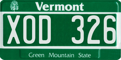 VT license plate XOD326