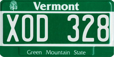VT license plate XOD328