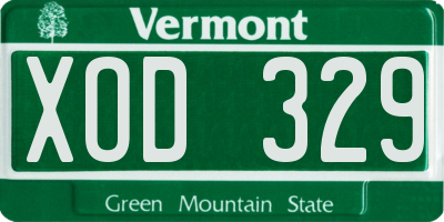 VT license plate XOD329