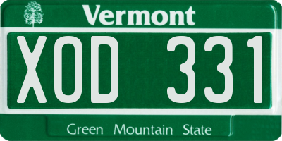 VT license plate XOD331