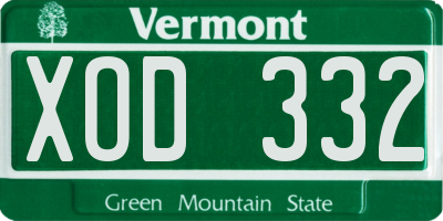 VT license plate XOD332