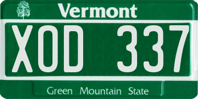 VT license plate XOD337