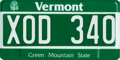 VT license plate XOD340