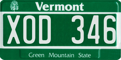 VT license plate XOD346