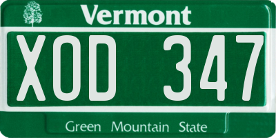VT license plate XOD347