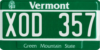 VT license plate XOD357