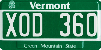 VT license plate XOD360