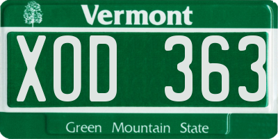 VT license plate XOD363