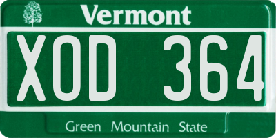 VT license plate XOD364