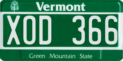 VT license plate XOD366