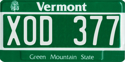 VT license plate XOD377