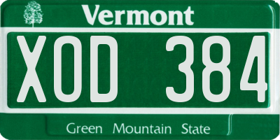 VT license plate XOD384