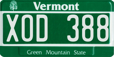 VT license plate XOD388