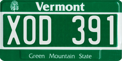 VT license plate XOD391