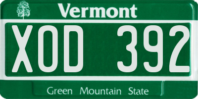 VT license plate XOD392