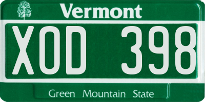 VT license plate XOD398