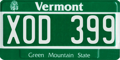 VT license plate XOD399