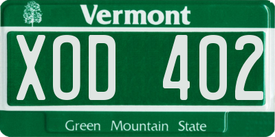 VT license plate XOD402