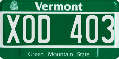 VT license plate XOD403