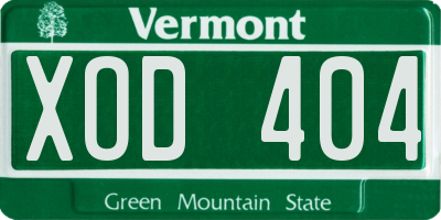 VT license plate XOD404