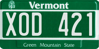 VT license plate XOD421