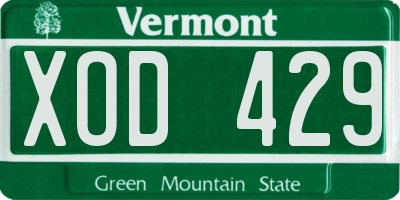 VT license plate XOD429