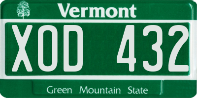 VT license plate XOD432