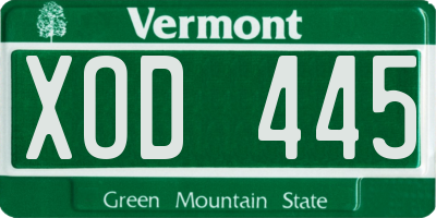 VT license plate XOD445