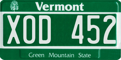 VT license plate XOD452