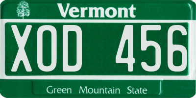 VT license plate XOD456