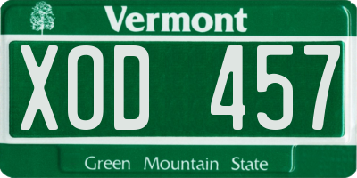 VT license plate XOD457
