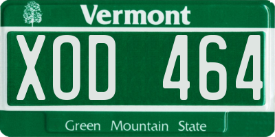 VT license plate XOD464