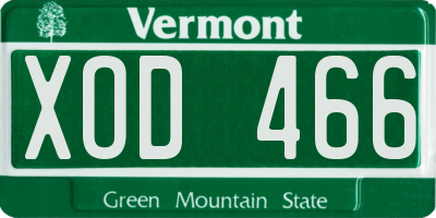 VT license plate XOD466