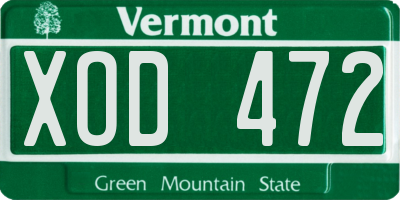 VT license plate XOD472