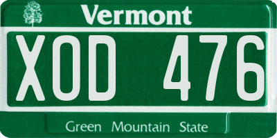VT license plate XOD476