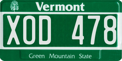 VT license plate XOD478