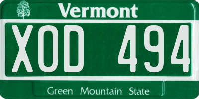 VT license plate XOD494