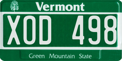VT license plate XOD498