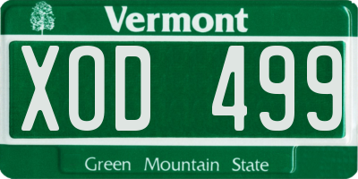 VT license plate XOD499