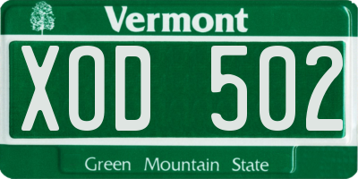 VT license plate XOD502