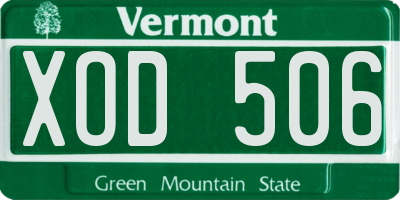 VT license plate XOD506