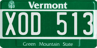 VT license plate XOD513