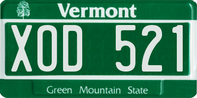 VT license plate XOD521