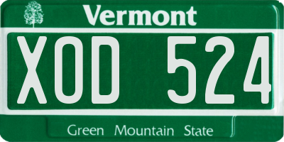 VT license plate XOD524
