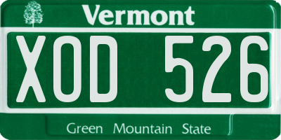 VT license plate XOD526