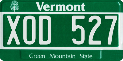 VT license plate XOD527